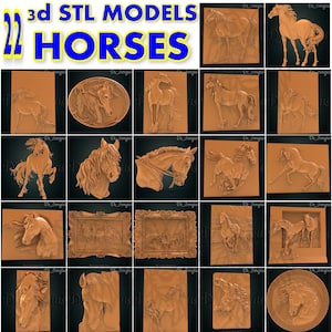 MODELOS 3D STL, Caballos, Animales, Vida silvestre, Bosque, Relieve, Archivo STL de imagen, stl, 3d cnc, Archivo cnc, Enrutador, Archivo 3d stl, Archivo cnc stl, Artcam