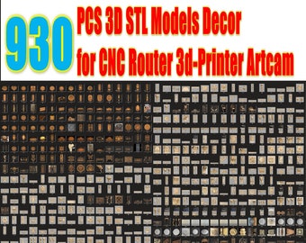 930pcs 3D Model STL Decor Collection Frames for CNC Router Aspire Artcam Cut3D Vcarve