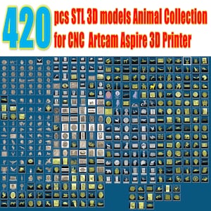 420pcs 3D Models STL files Animals Huge pack  Set Horse Dog fish  Wolf Bear Eagle panno relief Set for CNC Router Artcam Model