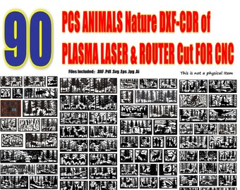 90 Gate Wildlife Deer Horse Grill Wall Hanging Panel glowforge pattern Metal Railing Laser Cutting File Cdr Svg Dxf  AI JPG ROUTER Cut