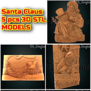 3D STL-model, kerstman, sneeuwpop, Kerstmis, CNC-routergraveur, Artcam, Aspire, CNC-bestanden, hout, kunst, wanddecoratie, CNC, reliëf, digitaal,