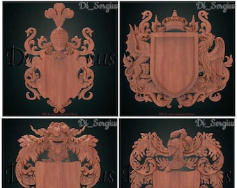 3D Coat of Arms STL Model, CNC Router Carving (Digital Download)