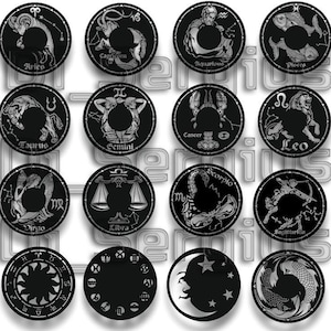Zodiak svg, znak, gwiazdy, winyl, sklejka, ściana, obraz, zegar, dekoracja, plik cyfrowy, DXF CDR do plików plazmowych z wzorem wycinanym laserowo CNC
