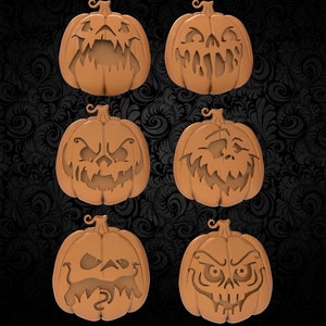 3D STL Modell set Kürbis, Halloween, All Hallows Even, Dekor, Bild, 3D Cnc, CNC-Datei, Fräser, 3D Stl-Datei, Schnitzmaschine