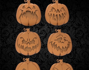 3d STL Model set Pumpkin, Halloween, All hallows even, Decor, Picture, STL file, stl, 3d cnc, cnc file, router, 3d stl file, carving machine