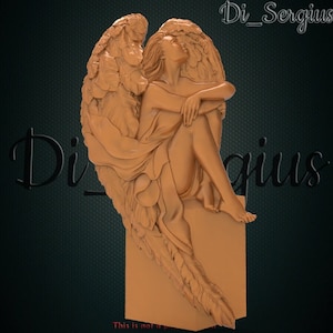 3D STL Modell, Mädchen, Engel, mit Flügeln, Pano Relief für CNC Fräser Aspire Artcam Carving Download Digitales Produkt 3D Drucker