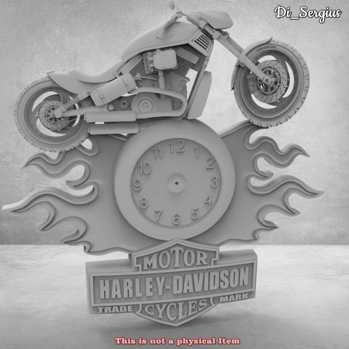 3D STL Model Clock Harley Davidson Pano Relief for CNC Router Etsy