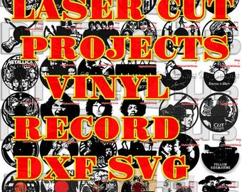 36 projects files svg, DXF, Rock and Roll,  Vinyl Record Art, Files for Laser Cut CNC Designs (Digital) download