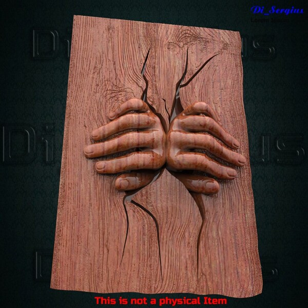3D STL Model Hands, Wood, wooden plank, CNC Router Engraver Relief, Aspire, CNC files, Wood, Art, Wall Decor, Cnc, Digital, Carving Routers,
