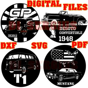 Modèle auto de décoration de projets de conception personnalisée, lot, oeuvre d'art, vinyle, disque, horloge murale, métal, découpe laser, motif DXF vectoriel Article numérique