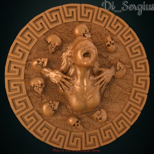 Scary Woman, 3D STL Model, for Cnc users, Scull, CNC Router Engraver, V-Carve, Artcam, CNC files, Wood, Art, Wall Decor, Digital, 3D Printer