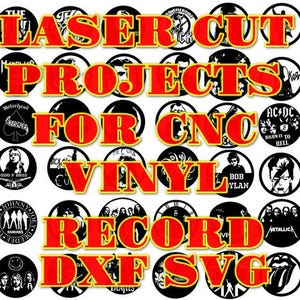 Custom Design 36 Projects Decor Music Rock Roll Template, Bundle, Art, Vinyl, Record,Clock, Laser Cut, Vector DXF pattern AI Digital Metal 4