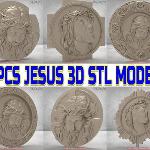 6stk 3D STL Jesus Pack, Kreuz, Pano Relief für CNC-Fräser Aspire Artcam Carving Sofortiger Download Digitales Produkt 3D-Drucker Engraver
