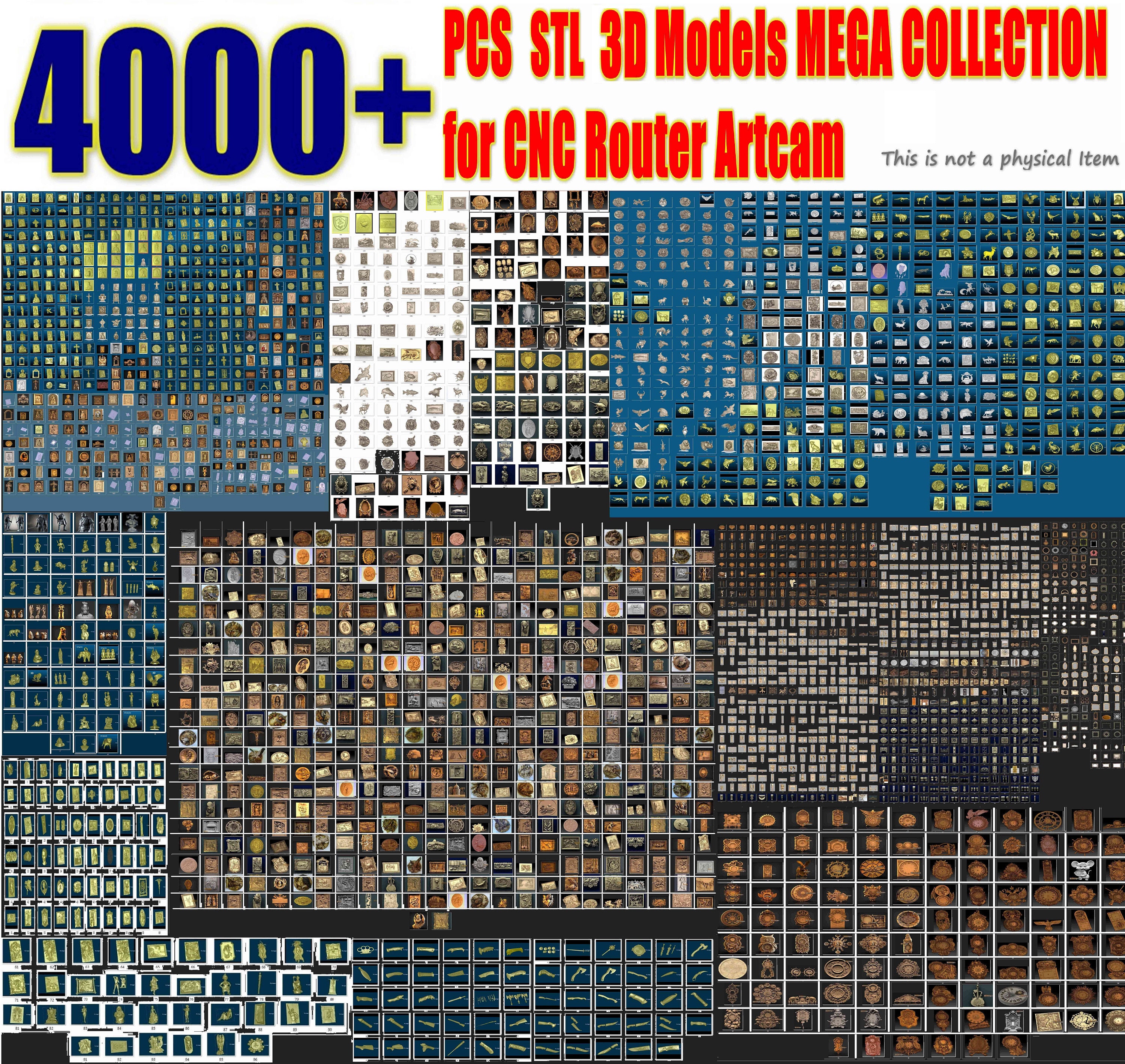 4000+ 3D Models MEGA Set STL Files for CNC Router Artcam (digital ...