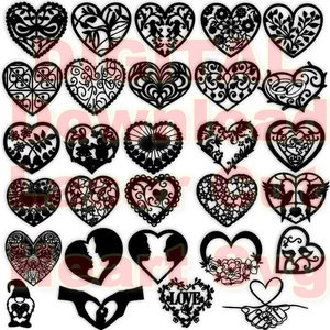 29 Paper Cut Heart Svg, Floral Heart Svg, Valentines Svg, Laser Cut File For Cricut Silhouette, Easy Cut, Instant Digital Download Love