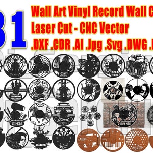 31+ projecten Decor metalen muur, kunst, vinyl, plaat, wandklok, lasergesneden cnc, vector, pdf, CDR, AI, dxf, dwg, Svg, digitaal, bestand, jpg