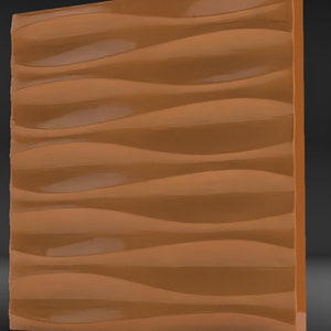 May include: A brown wall panel with a wavy, textured surface. The panel is made of a smooth, glossy material.