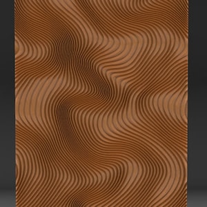 May include: A brown wood panel with a wavy, textured pattern. The wood has a natural grain and a warm, rich color.