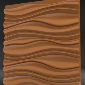 May include: A brown wall panel with a wavy, rippled design. The panel is made of a smooth, glossy material.