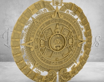 Aztekisk kalender 3D STL-modell för CNC-fräs