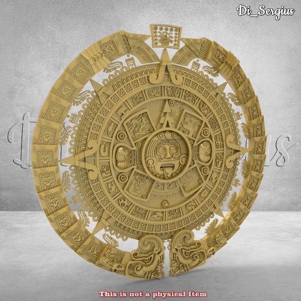 Aztec Calendar, Maya, Inca, 3D STL Model relief for Cnc, CNC Router Engraver,  Artcam, V-Carve, Vetric, CNC files, Wood, Art, Wall Decor