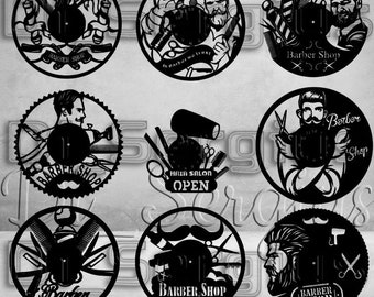 Barber Shop Decor, Vinyl Record Wall Clock, Laser Cut Files (Digital Download)