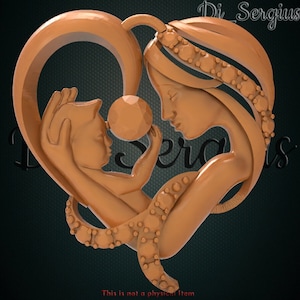 3D STL-Modell Mutter und Baby Pano Relief für CNC-Fräser Aspire Artcam Carving Download Digitales Produkt 3D-Drucker
