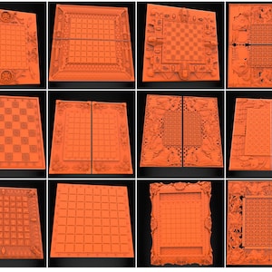 12 3D STL Models Chess Board Game Relief for CNC Router Aspire Artcam Vcarve Carving Download Digital Product 3D Printer