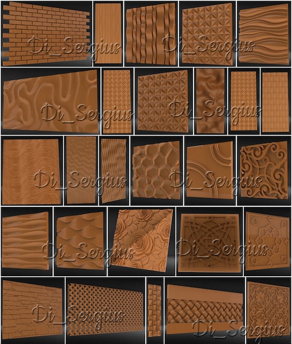 27 PCS 3D STL Models Relief Wall Panel Decor Parametric for CNC Router and 3D printer Digital Files Download