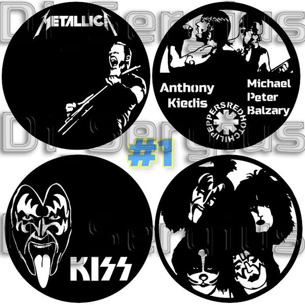 4 Projects Decor Music Rock Roll Template, Bundle, Art, Vinyl, Record, Wall Clock, Laser Cut cnc, Vector DXF pattern AI Digital, Metal #1