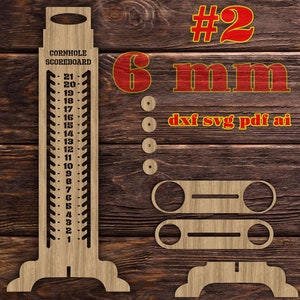 Cornhole, tableau de bord, fichier numérique DXF CDR Eps pour laser, deux porte-gobelets, motif découpé, laser plasma jet d'eau, vecteurs découpés 6 mm