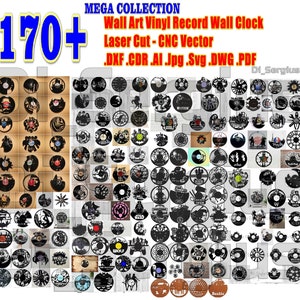 170+ Projects Decor metal Wall, Art, Vinyl, Record, Wall Clock, Laser Cut cnc, Vector, DXF, CDR, AI, Jpg, Svg, Digital, file cdr dxf