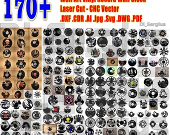 170+ Projects Decor metal Wall, Art, Vinyl, Record, Wall Clock, Laser Cut cnc, Vector, DXF, CDR, AI, Jpg, Svg, Digital, file cdr dxf