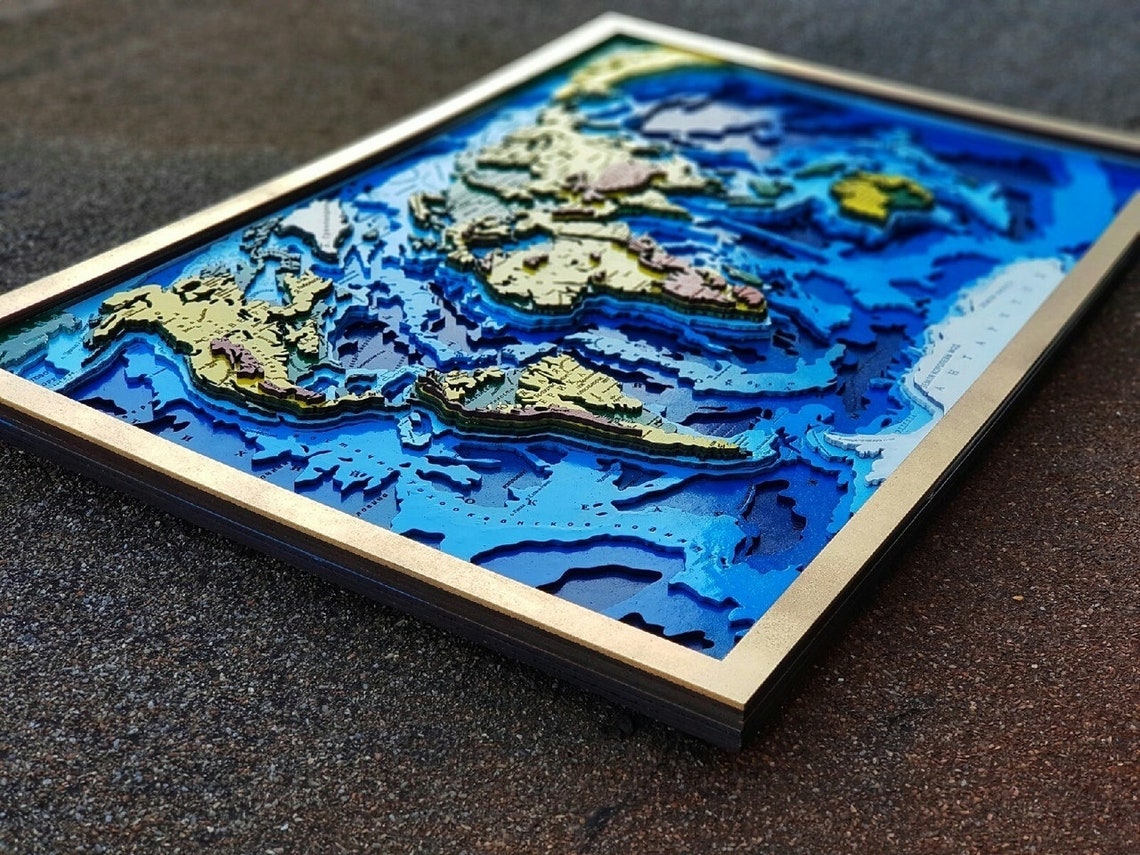 7 Layered World Map Party Funny Decorations Design Wood Etsy