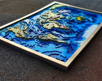 Layered Wood World Map Laser Cut Design without English letters (Digital Download)