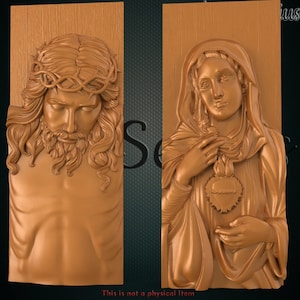 Modelo STL 3D Jesús Santa María Dios Pano Relief Religius para enrutador CNC Aspire Artcam Descarga instantánea Producto digital Impresora 3D Grabador