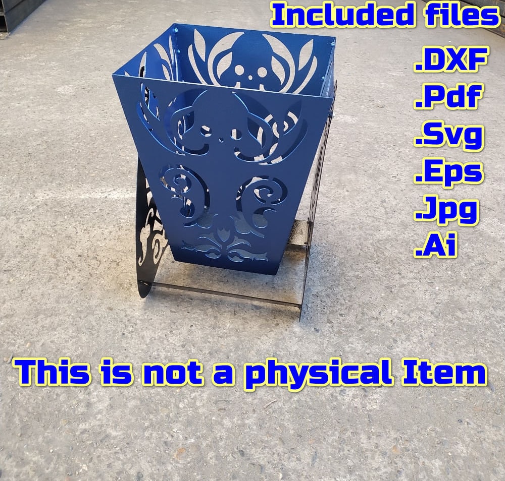 Garbage Basket Waste Container Laser Cut Plasma Cut Plans DXF Etsy
