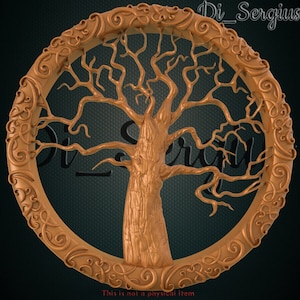Tree of Life, 3D STL Model, CNC Router Engraver, Artcam, Aspire, Cura, CNC files, Wood, Art, Wall Decor, 3D Printer, Digital File