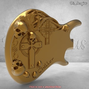 Guitar Body, Scull, Cross, Chiller, wooden 3D Stl Model, wood, for CNC Router Engraver, Carving Machine, Relief, Artcam, Aspire,  STL