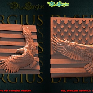 3d stl relief file USA flag eagle sign 3D STL Model  for CNC Router Aspire Carving Download Digital 3D Printer Relief
