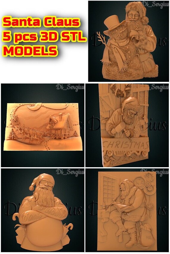 Details about   5pcs Santa Claus Christmas Advertising 3D CNC Sign STL File Moulding Cake Decor 