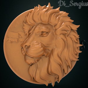 3D STL модель Льва Животное Пано Рельеф для ЧПУ Маршрутизатор Aspire Artcam Резьба Мгновенная загрузка Цифровой продукт 3D-принтер Гравер