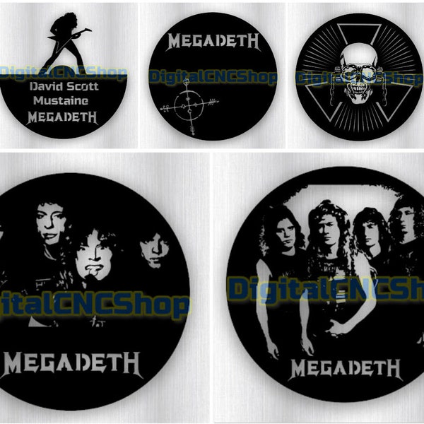 7 Projects  Music Thrash Metal Rock Template, Bundle, Art, Vinyl, Record Wall Clock, Laser Cut cnc, Vector DXF pattern AI Digital,