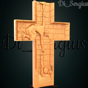 3D STL-Modell, Jesus, und Kreuz Pray Hilfe Relief für CNC-Router Aspire Artcam Carving Sofortiger Download Digitales Produkt 3D-Drucker Graveur