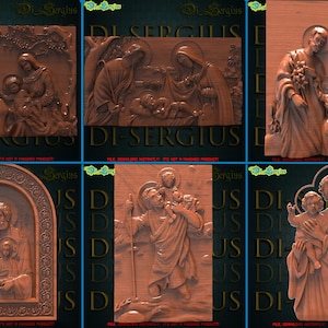 3D STL Model Holy Family Saint Joseph Saint Mary Jesus  CNC Router Aspire Artcam Vcarve Carving Download Digital Product 3D Printer Relief