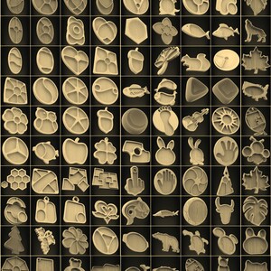 Peut inclure: Une collection de 100 plateaux de service en bois avec différentes formes et designs. Les plateaux sont en bois naturel et ont un aspect rustique. Certains des designs incluent un cœur, un poisson, une main, une étoile, un arbre, une feuille, une fleur, un motif géométrique et un cercle.