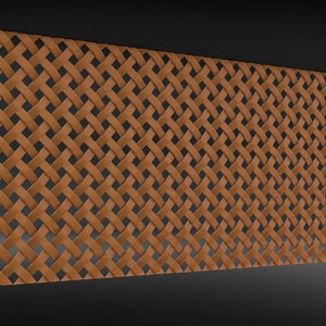 May include: A brown woven wall panel with a diamond pattern. The panel is made of thin strips of material that are woven together to create a decorative and textured surface.
