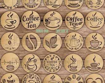 25 Round Coffee Coaster SVG DXF Files, Laser Cut Templates (Digital Download)