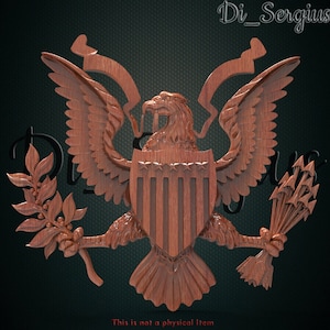 Modelo STL 3D, Ejército de EE. UU., Bandera del Águila Americana, Escudo, Letrero en Relieve, Grabador CNC, Aspire, Archivos, Madera, Arte, Decoración de Pared