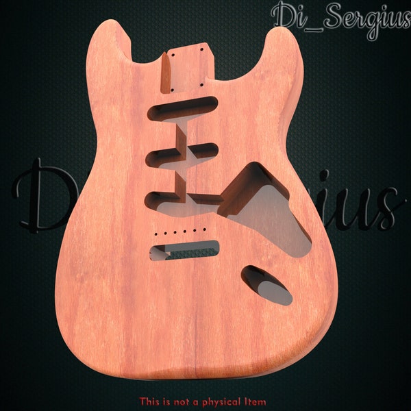 3D STL Model Electric Guitar Body Strat Rock Music Scull for CNC Router Aspire Artcam Carving Download Digital Product 3D Printer S-Style